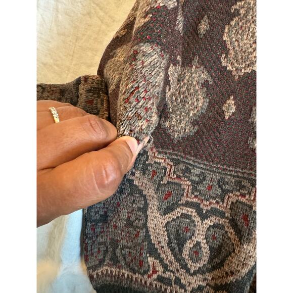 Vintage Tricots St. Raphael 100% Wool Sweater Tapestry Pattern Boho Grandpa Knit - Picture 7 of 7